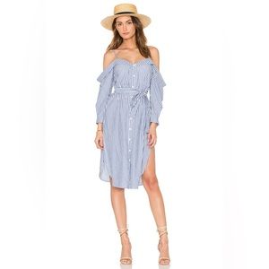 Bardot 💙🤍💙 Paloma Gorgeous Midi Dress Off the Shoulder XS from Revolve